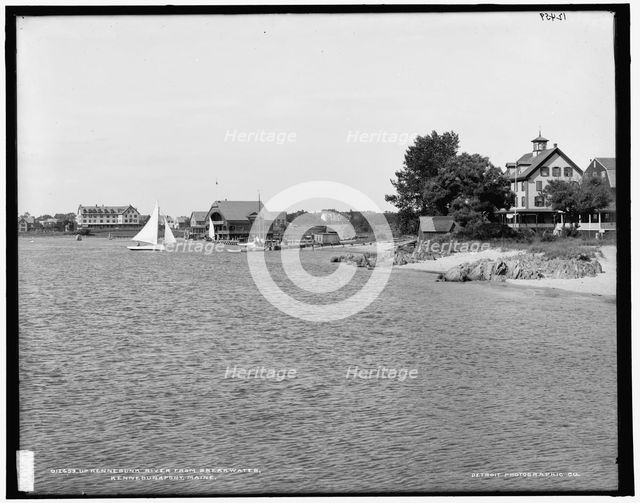 Up Kennebunk River from breakwater, Kennebunkport, Maine, between 1890 and 1901. Creator: Unknown.