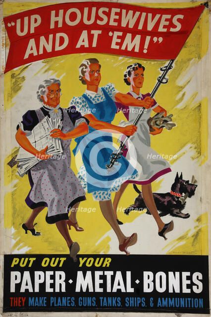 "Up Housewives and at 'Em!", British poster, World War II, c1939-c1945. Creator: William Yates-Wilson.