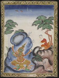 Upagupta Binds Mara to a Mountaintop, 19th century. Creator: Unknown