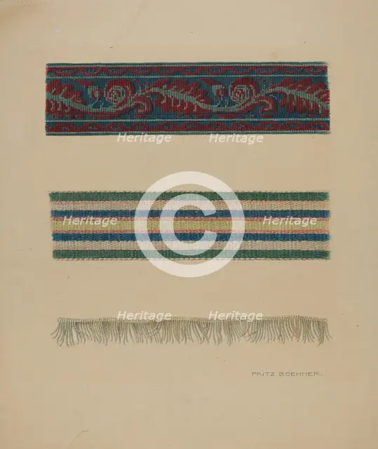 Upholstery Trim, c. 1938. Creator: Fritz Boehmer.