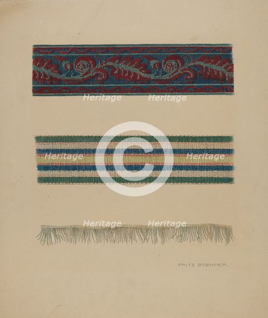 Upholstery Trim, c. 1938. Creator: Fritz Boehmer.