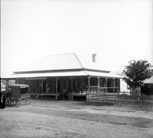 Upper Coomera Hotel - horse drawn wagon in front of hotel, 1888. Creator: Robert Augustus Henry L'Estrange