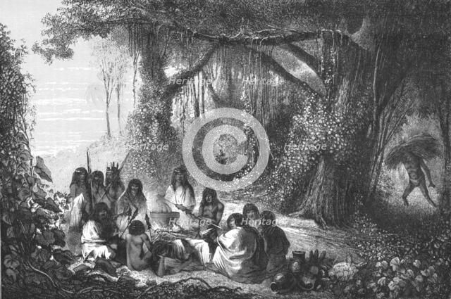 ''Upper Amazons - Indians Dining; The Fresh-water Turtle of the Amazons', 1875. Creator: Unknown.