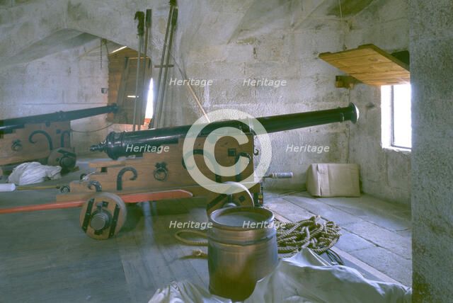 Upper gun deck, Pendennis Castle, Cornwall, 1998. Artist: N Corrie
