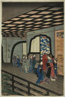 Upper Floor of the Gankiro in Yokohama (Yokohama Gankiro age), 1860. Creator: Utagawa Hiroshige II