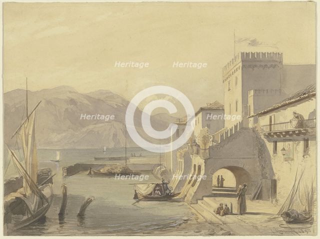 Upper Italian port, 1850. Creator: Philipp Rumpf.