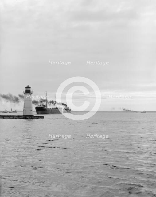 Upper light at sunrise, Sault Sainte Marie, Mich., between 1900 and 1910. Creator: Unknown.