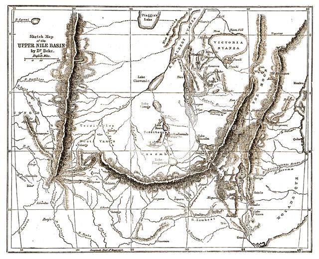 ''Upper Nile Basin Map; The regions of the Cazembe', 1875. Creator: Charles Tilstone Beke.