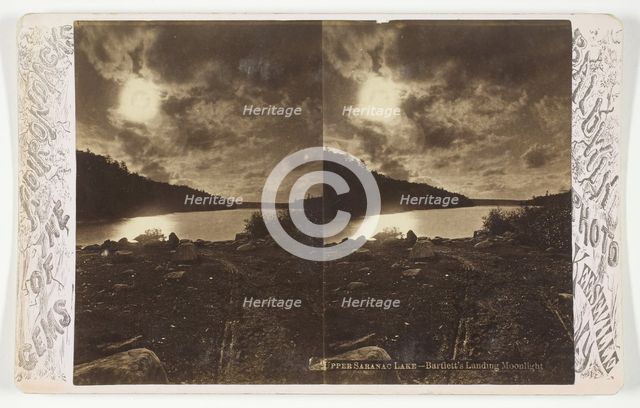 Upper Saranac Lake - Bartlett's Landing Moonlight, late 19th century. Creator: Baldwin Photo.