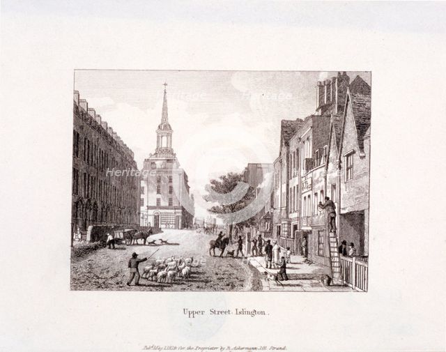 Upper Street, Islington, London, 1819. Artist: Anon