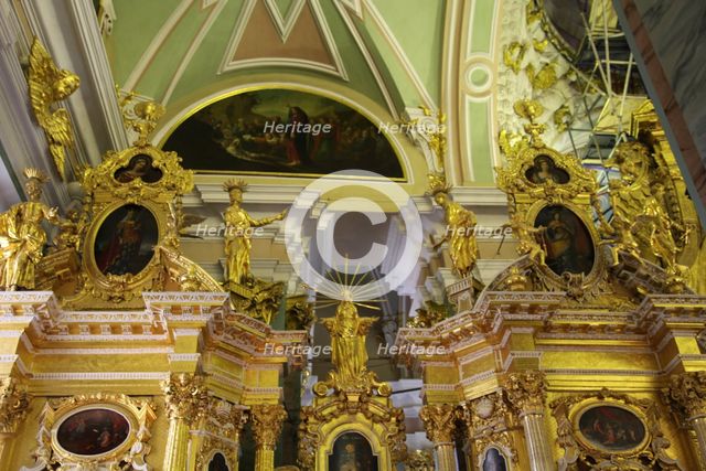 Upper portion of the iconostasis, Peter and Paul Cathedral, St Petersburg, Russia, 2011. Artist: Sheldon Marshall