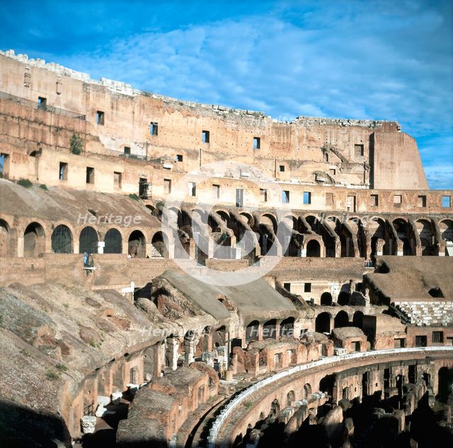 Upper tiers of The Colosseum, Rome. Artist: Unknown