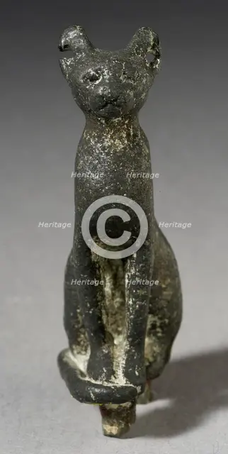 Upright Seated Cat Figurine, Late Period-Ptolemaic Period (711-30 BCE). Creator: Unknown.