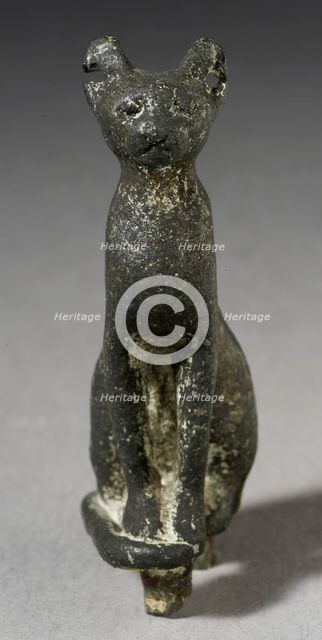 Upright Seated Cat Figurine, Late Period-Ptolemaic Period (711-30 BCE). Creator: Unknown.