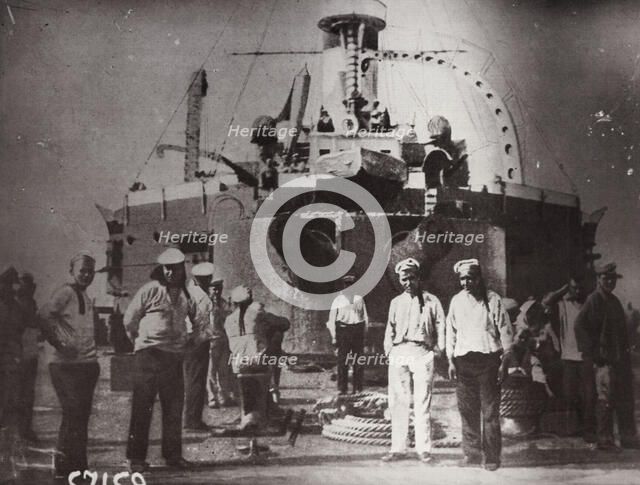 Uprising on the battleship 'Potemkin', Constanta, Romania, 1905. Artist: Unknown