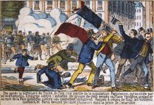 Uprising leading to the establishment of the Paris Commune, 1871. Artist: Anon
