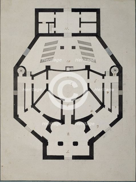 Upstairs Floor Plan. Artist: Quarenghi, Giacomo Antonio Domenico (1744-1817)