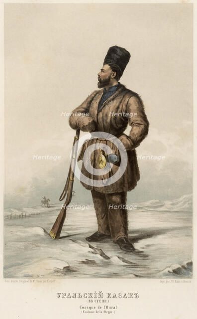 Ural Cossack (in the steppes), 1862. Creator: Karpov.