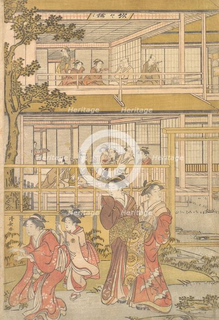 Uranosuke Plays Blind Man's Buff with the Women of the Ichiriki Joroya, ca. 1790. Creator: Torii Kiyonaga.