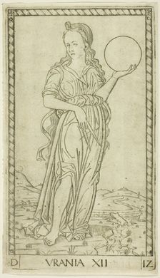 Urania, plate twelve from Apollo and the Muses, c.1465. Creator: Unknown