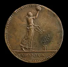 Urania Walking to Right, Holding a Globe and Lyre [reverse], 1488 or after. Creator: Adriano Fiorentino