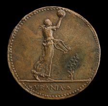 Urania Walking to Right, Holding a Globe and Lyre [reverse], 1488 or after. Creator: Adriano Fiorentino
