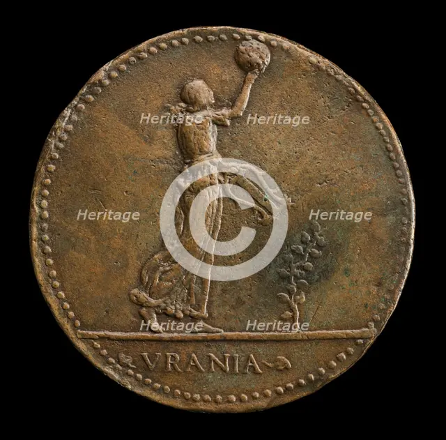 Urania Walking to Right, Holding a Globe and Lyre [reverse], 1488 or after. Creator: Adriano Fiorentino.