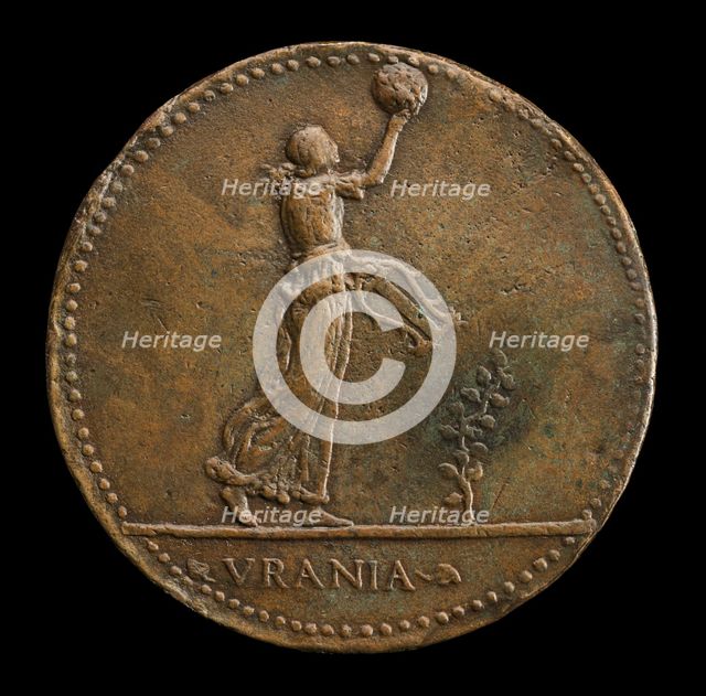 Urania Walking to Right, Holding a Globe and Lyre [reverse], 1488 or after. Creator: Adriano Fiorentino.