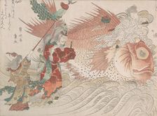 Urashima Taro Going Home on the Back of a Tai Fish, the King of the Sea Seeing Him..., 19th century. Creator: Totoya Hokkei