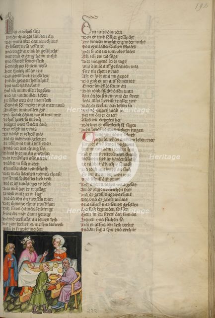Uriah at David's Table; Weltchronik, about 1400-1410. Creator: Unknown.