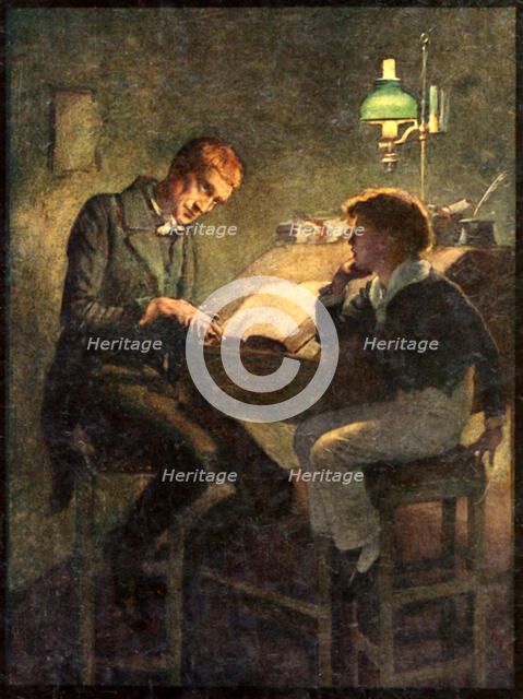 Uriah Heep and David Copperfield, c1900.  Creator: Harold Copping.