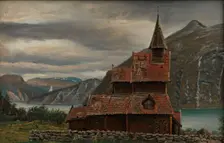 Urnes Stave Church in Sogn, 1832. Creator: Knud Baade