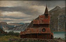 Urnes Stave Church in Sogn, 1832. Creator: Knud Baade