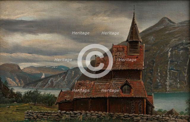 Urnes Stave Church in Sogn, 1832. Creator: Knud Baade.