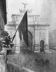 US 1st Army passing through the Victory Arch, Madison Square, New York, USA, 10 September 1919