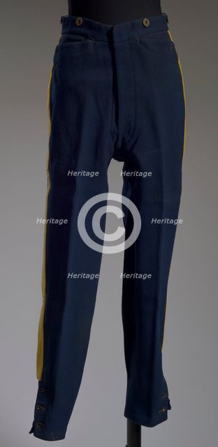 US Cavalry officer's uniform riding pants worn by John H. Alexander, ca. 1890. Creator: John G. Haas.