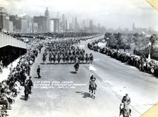 US Army troops of the 6th Corps Area parading at the Chicago World's Fair, Illinois, USA, 1933