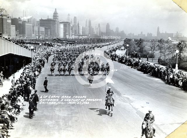 US Army troops of the 6th Corps Area parading at the Chicago World's Fair, Illinois, USA, 1933. Artist: Unknown