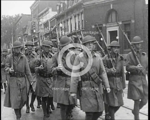 US Army Troops With Guns Marching, 1932. Creator: British Pathe Ltd.