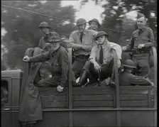 US Army Trucks and Cars Lining the Road, 1932. Creator: British Pathe Ltd
