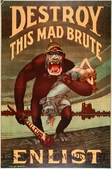 US Army enlistment poster; Destroy this Mad Brute, 1917-1918