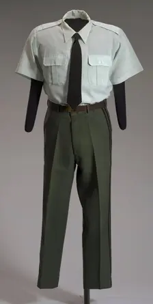 US Army green service uniform pants worn by Colin L. Powell, 1989-1993. Creator: Weintraub Brothers Company, Inc.