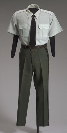 US Army green service uniform pants worn by Colin L. Powell, 1989-1993. Creator: Weintraub Brothers Company, Inc.
