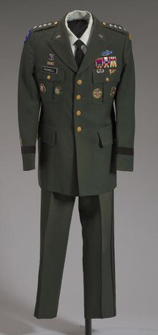 US Army green service uniform worn by Colin L. Powell, 1989-1993. Creators: Weintraub Brothers Company, Inc., Martin Manufacturing Company