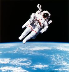 US Astronaut Bruce McCandless spacewalking, 1984