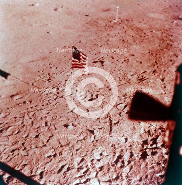 US flag on the Moon, Apollo 11 mission, July 1969.  Creator: Neil Armstrong.