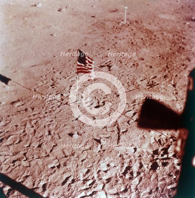 US flag on the Moon, Apollo 11 mission, July 1969.  Creator: Neil Armstrong.