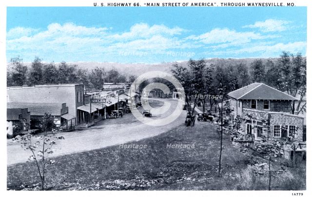 US Highway 66, Main Street of America, through Waynesville, Missouri, USA, 1931. Artist: Unknown