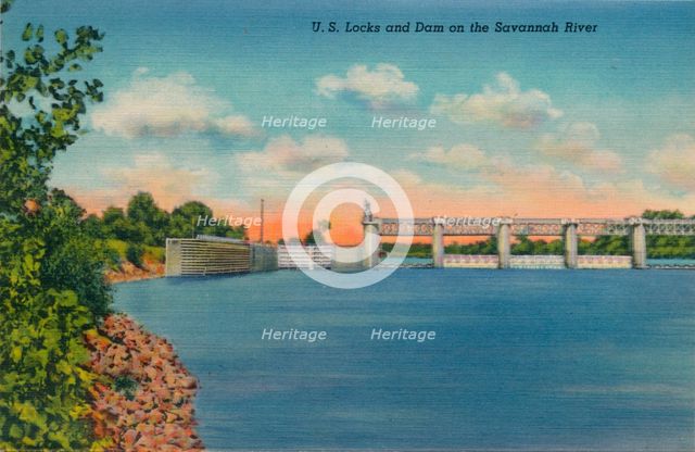 US Locks and Dam on the Savannah River, 1943. Artist: Unknown