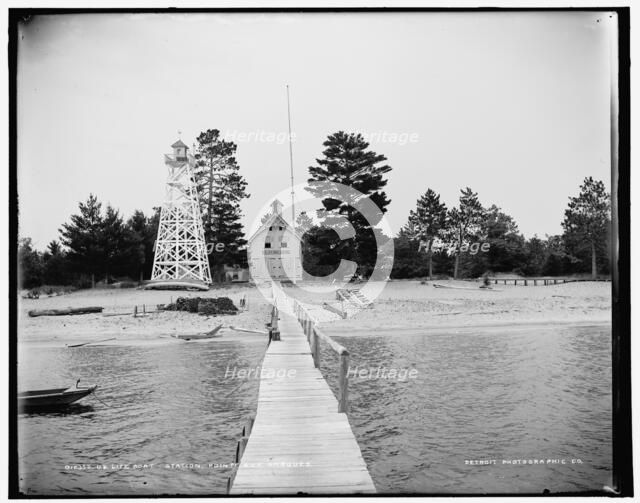 U.S. life boat station, Pointe aux Barques, between 1890 and 1901. Creator: Unknown.